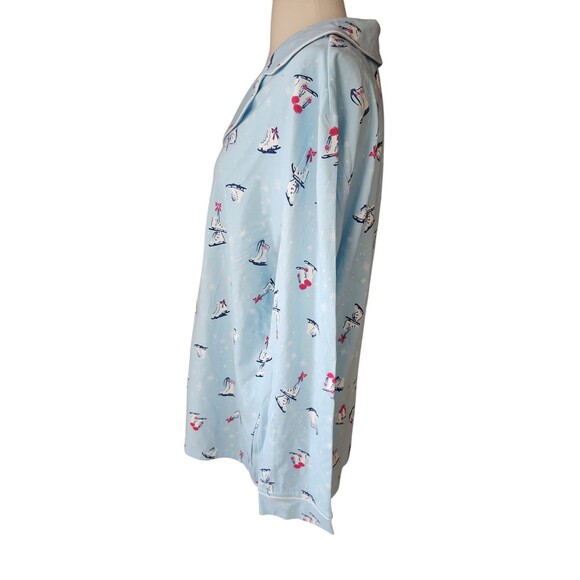 Soma Embraceable Pajama Top Womens Extra Large Crystal Blue Novelty Ice Skate - Picture 3 of 8